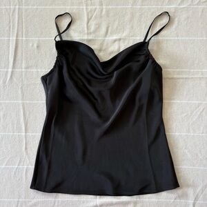 OAK + FORT Black Satin Cowl Neck Camisole